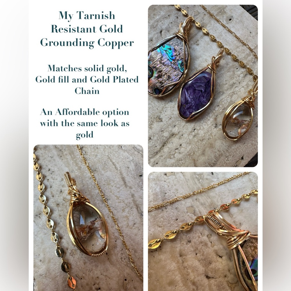Tarnish Resistant Grounding Copper Scenic Moss Agate Stone Necklace Pendant - Picture 4 of 11